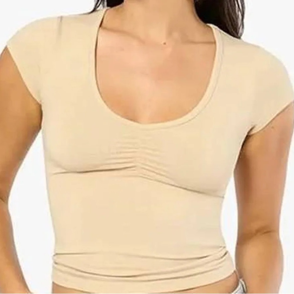 Women's Beige Short Sleeve Top